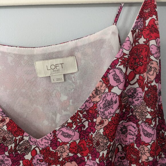 Loft pink floral tank double lined large - Picture 3 of 6